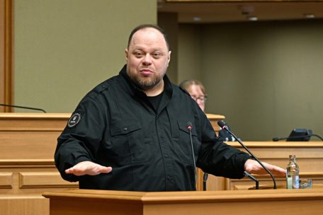 Dank von Volk zu Volk: der ukrainische Parlamentspräsident Ruslan Stefantschuk in der Chamber