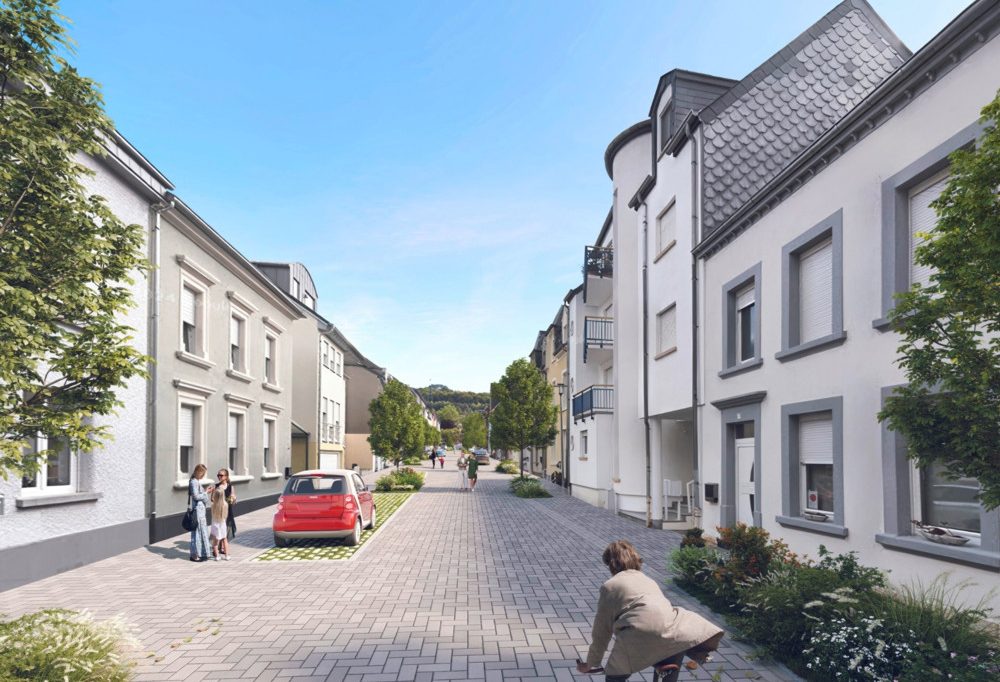 Petingen / Betonpflaster und Grünanlagen sollen eine Sackgasse zur attraktiven Wohnzone machen