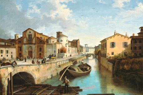 Angelo Inganni (1807-1880): „Veduta del Naviglio e della chiesa di San Marco in Milano“