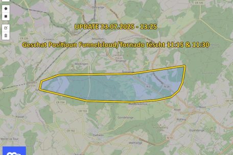 Zwischen Syren und Bous soll die Trichterwolke vorbeigezogen sein