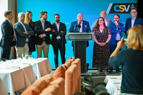 Die CSV-Fraktion vor drei Wochen bei ihrer parlamentarischen Bilanz in der Brasserie der Abtei Neumünster