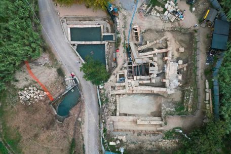 Luftaufnahme von Ausgrabungsst&auml;tte nahe San Casciano dei Bagni