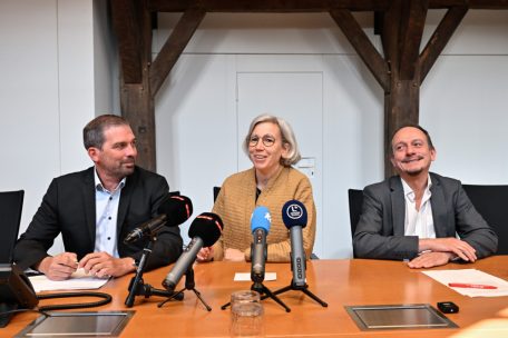 Solidarisch in der Opposition: Yves Cruchten (LSAP), Sam Tanson (déi gréng) und Marc Baum (déi Lénk) stellen ihre Position in der Palästina-Frage vor