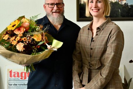Romain Cerri bei seinem Abschied mit Editpress-Direktorin Michelle Cloos