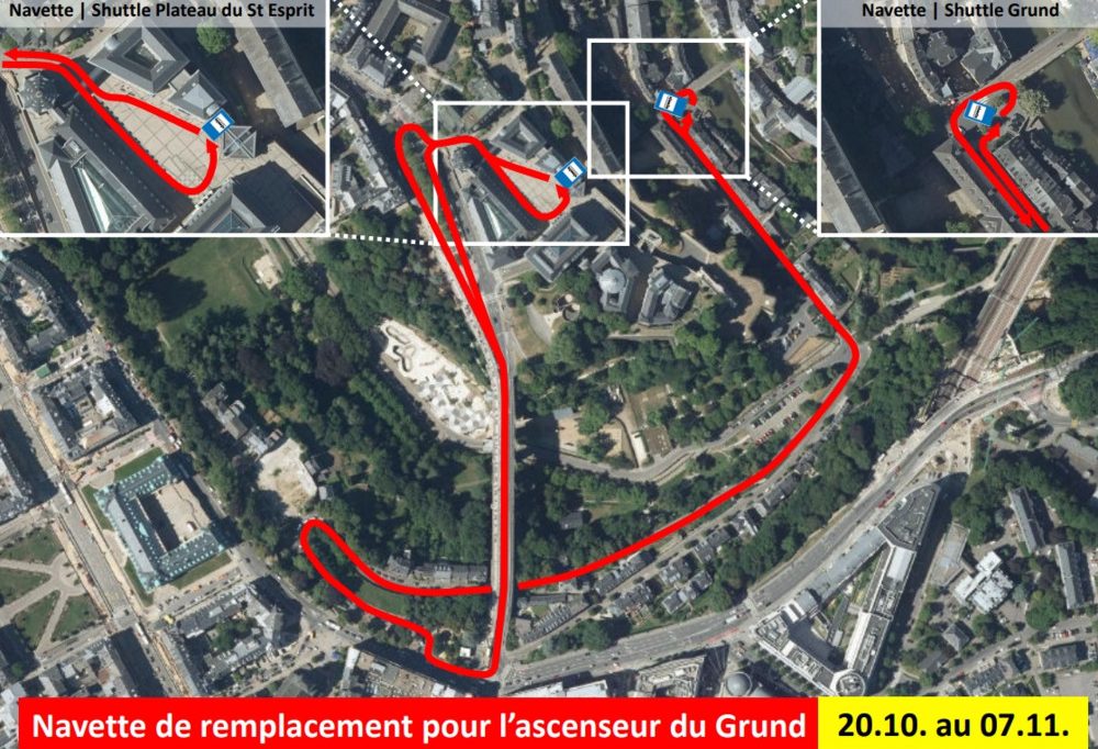 Luxemburg-Stadt / Temporäre Schließung des Grund-Aufzugs: Stadt richtet Shuttle-Service ein