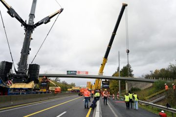 Bettemburg / Zwei Kräne und eine geschlossene Autobahn: Neue Fußgängerbrücke installiert
