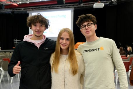 Max Schroeder, Wina Weber und Martin De Pinho aus der Klasse 5C2 am Lycée Nic Biever