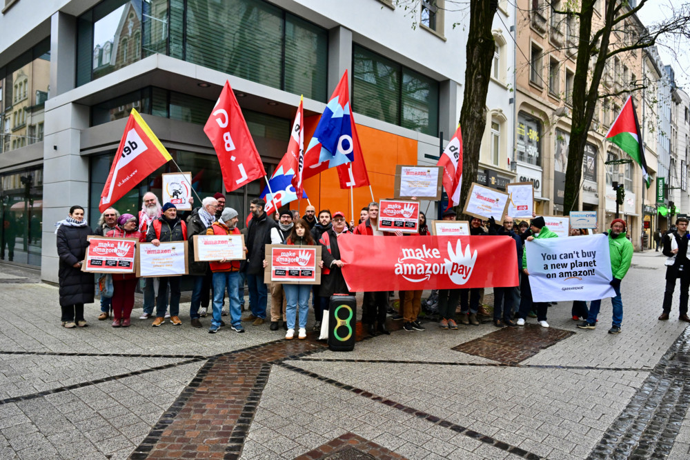 Protestaktion / Amazon im Visier der Luxemburger Zivilgesellschaft