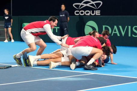 Luxemburgs Tennis-Herren feierten im Februar den Aufstieg im Davis Cup