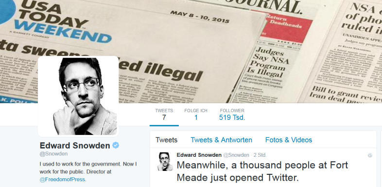 Snowden erstmals auf Twitter