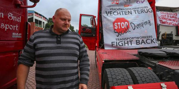 LKW-Fahrer demonstrieren in Brüssel
