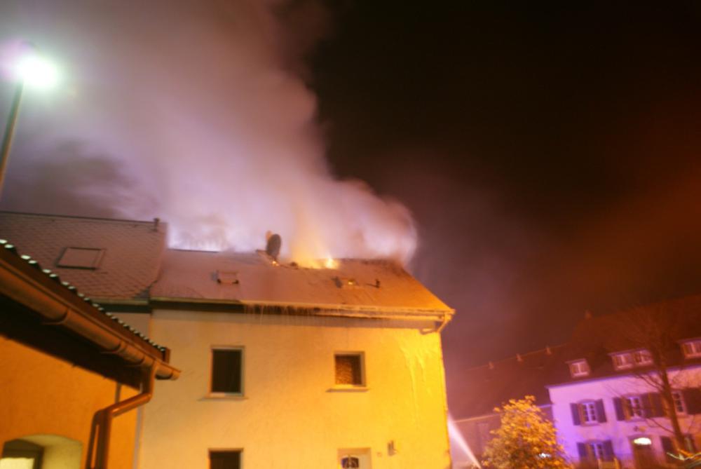 Dachstuhlbrand in Moesdorf